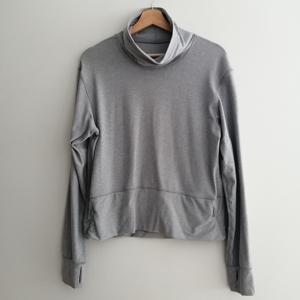 Lululemon Ready To Rulu Sweater in Raceway Gray Cowl Neck Pockets Size 6